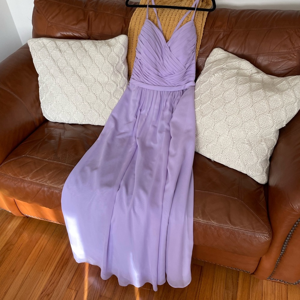 floor length cross back bridesmaid dress
